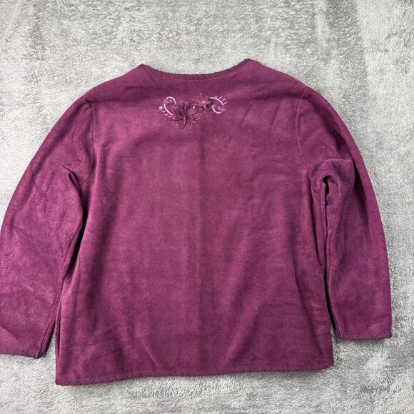 VTG Y2K North Crest Floral Sweater Fleece Cardigan Button Up Womens 14/16W - Picture 3 of 7